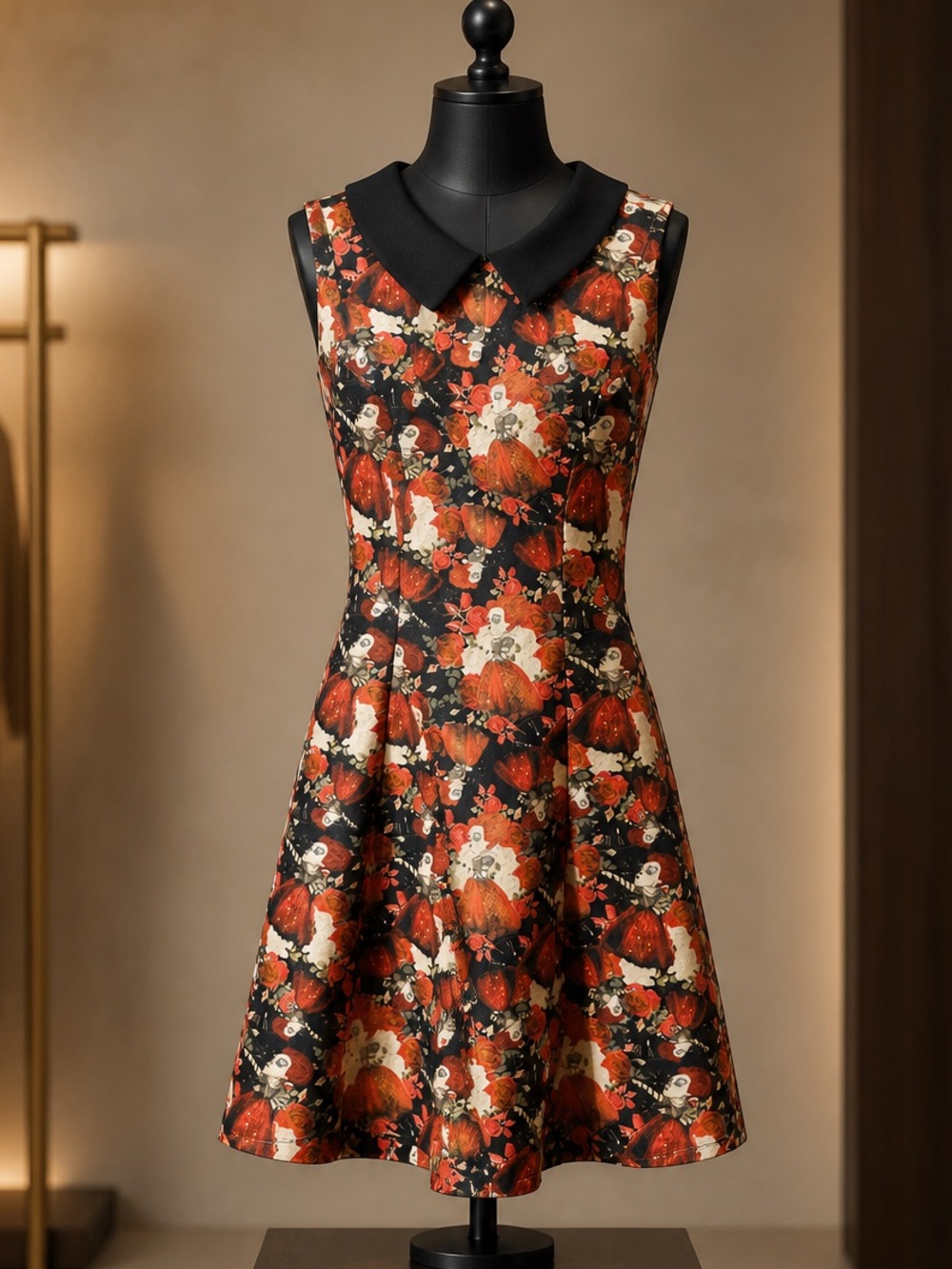 Disney Alice Through The Looking Glass Skater Dress XS Peter Pan Collar - Picture 2 of 8